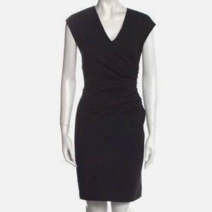 Ralph Lauren Black Label Women’s Faux Wrap V-Neck Knee Length Dress LBD Size 10